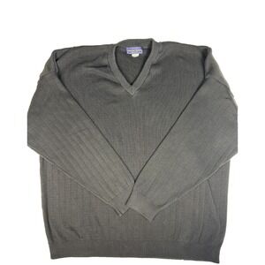 Andrew Rohan V-Neck Ribbed Knit Sweater Men's 4X USA Made Black